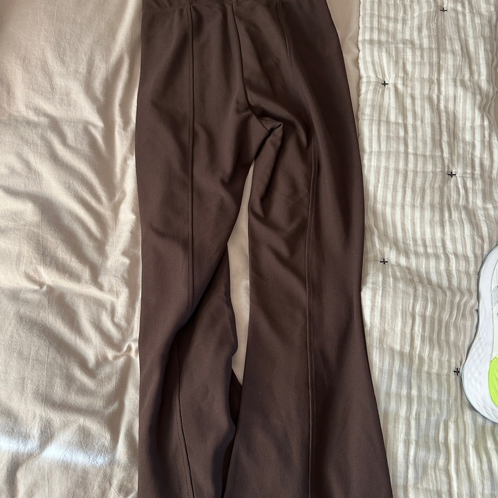 Long flare brown garage pants
